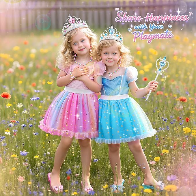 Myfolrena Princess Dress Up Shoes for Little Girls 3-6，Kids Pretend Play Clothes for Toddlers with Tutu,Shoes and Accessories,Christmas Thanksgaving Birthday Gift Toys