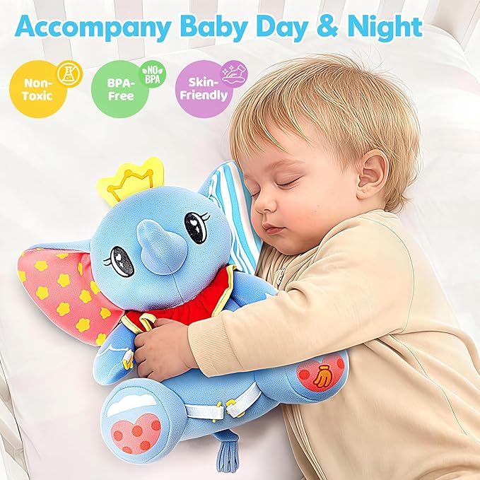 Baby Toys 6-12 Months, Elephant Musical Plush with Lights, ABCs, Animal Sounds, Numbers, Infant Early Learning Toy,Christmas Birthday Gifts for 6+ Month Boys &Girls