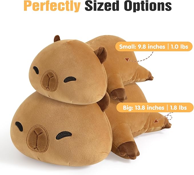 Onsoyours Original 9.8"|1.0 lbs Weighted Stuffed Animals, Cute Weighted Positive Capybara Plush Pillow Toy Soft Weighted Capybara Plushies Gift for Kids Adults