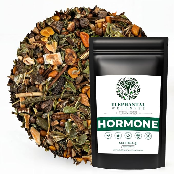 Hormone Support Herbal Tea for Women – Ashwagandha, Vitex, Dong Quai, Shatavari & Raspberry Leaf – Supports Balance, Calm & Daily Wellness – Caffeine-Free, Non-GMO Loose Leaf Tea, 4oz (40 Servings)