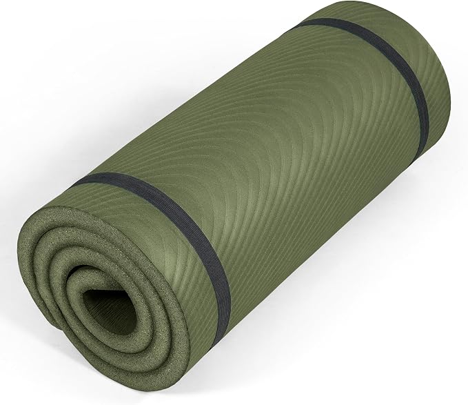 Tone Fitness 1-Inch Thick Yoga Mat | High-Density, Non-slip Exercise Mat with Carrying Strap for Yoga, Pilates, & Home Gym Workouts | Multiple Options