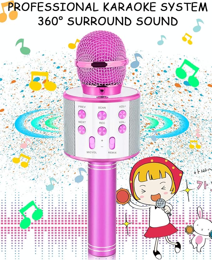 Gifts for Girls Age 4-12, Karaoke Microphone Gifts for 4 5 6 7 8 9 10 11 12 Year Old Girls Toys for 4-12 Year Old Girls Birthday Gifts for 3-10 Year Old Girl - Purple