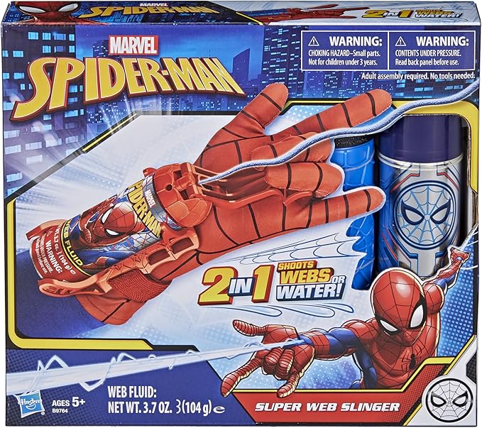 Marvel Spider-Man Super Web Slinger, 2-In-1 Shoots Webs or Water, Web Shooter Toy, Role-Play Toys, 5 Year Old Boys and Girls and Up (Amazon Exclusive)