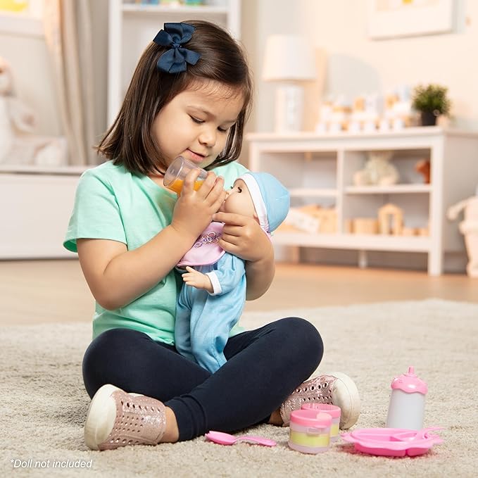 Melissa & Doug Mine to Love Baby Food & Bottle Play Set for Feeding Dolls Baby Doll Feeding Set, Disappearing Milk Bottle Toy for Kids 3+