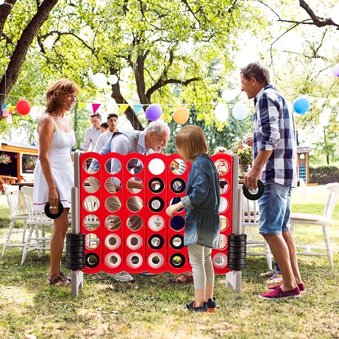 Costzon Giant 4-in-A-Row, Jumbo 4-to-Score Giant Games for Kids & Adults, Indoor Outdoor Party Family Connect Plastic Game, 4 Feet Wide by 3.5 Feet Tall with Carrying Bag