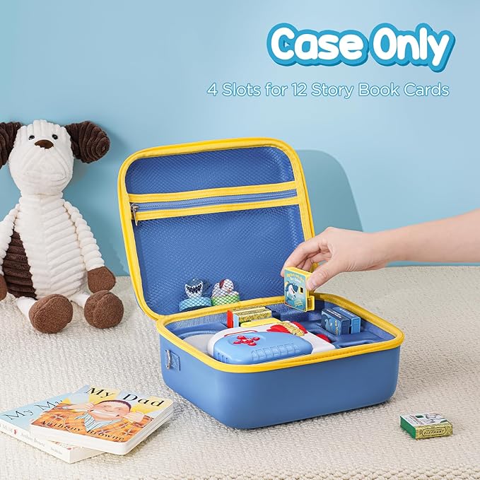 ProCase Hard Carrying Case for Little Tikes Story Dream Machine Starter Set, Kids Large Toy Bag Travel Portable Storage Box for Boy Girl Littles Character Books, Container with Shoulder Strap -Blue
