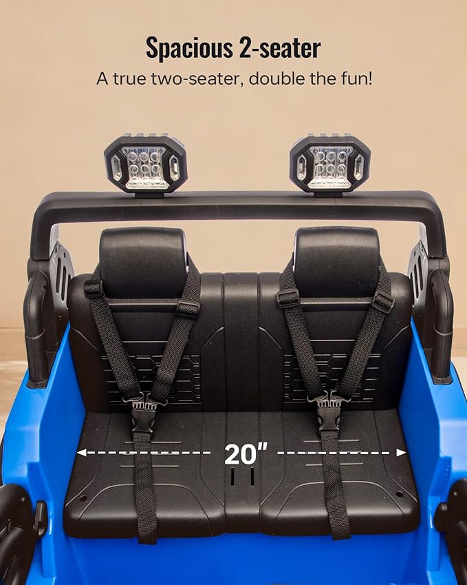 Outfunny 2 Seater Ride on Car Toy, 24V 4WD Electric Car for Kids 4-8 with Remote Control, 4x200W Motors, Capacity 150 lb - Blue