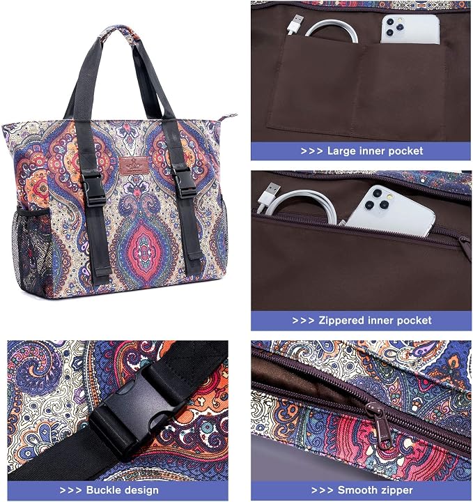 Heathyoga Multi-Functional Yoga Mat Carrier Gym Tote Bag - Large Mat Pocket, Women's Workout Bag