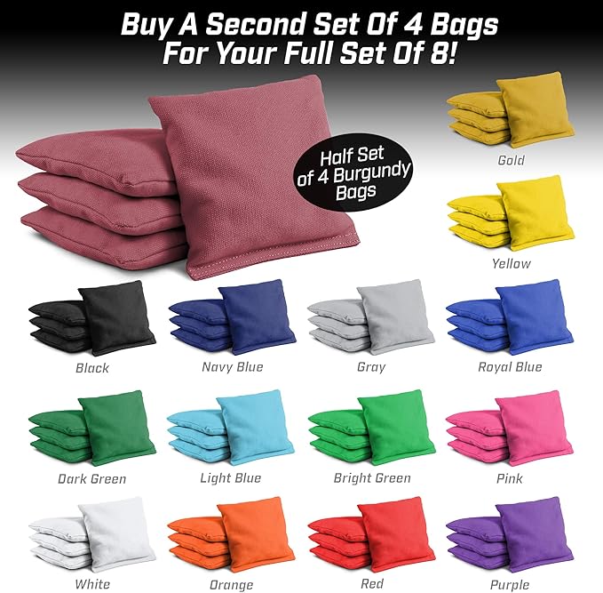 GoSports Cornhole Bean Bags Set of 4-16 Colors Available - Regulation All Weather, Mix and Match