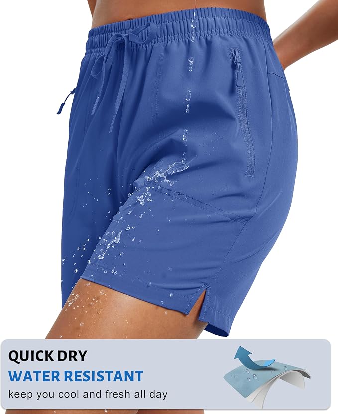 MAGCOMSEN Women's 5" Hiking Shorts UPF 50+ Quick Dry Lightweight Athletic Running Golf Summer Casual Shorts with Pockets