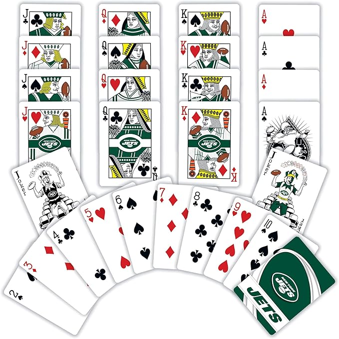 Masterpieces - NFL Playing Cards, Officially Licensed New York Jets Football Deck, Family Games for Adults and Kids, Standard Size