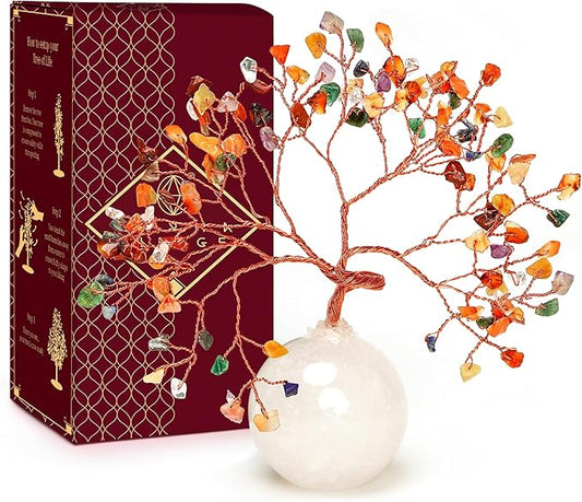 7 Chakra Crystal Tree of Life Birthday Gifts for Women, Handmade Home Decor, Office, Room Decoration, Reiki Healing Crystal Chakra Tree for Money, Positivity, Good Luck Gifts for Her, Mom & Dad