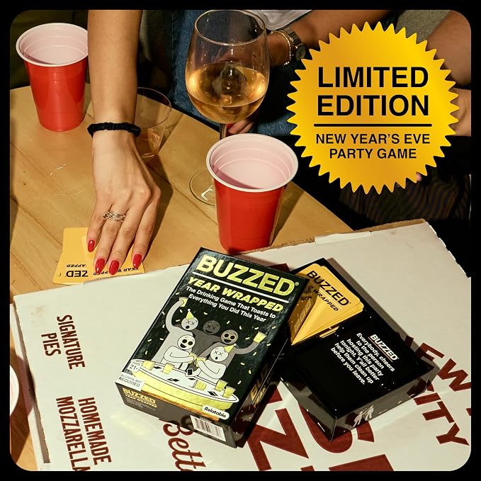 Buzzed Year Wrapped by Relatable – New Years Drinking Games That Elevate Your Holiday Party, Humorous and Conversational Games for Adults That Create a Memorable Experience