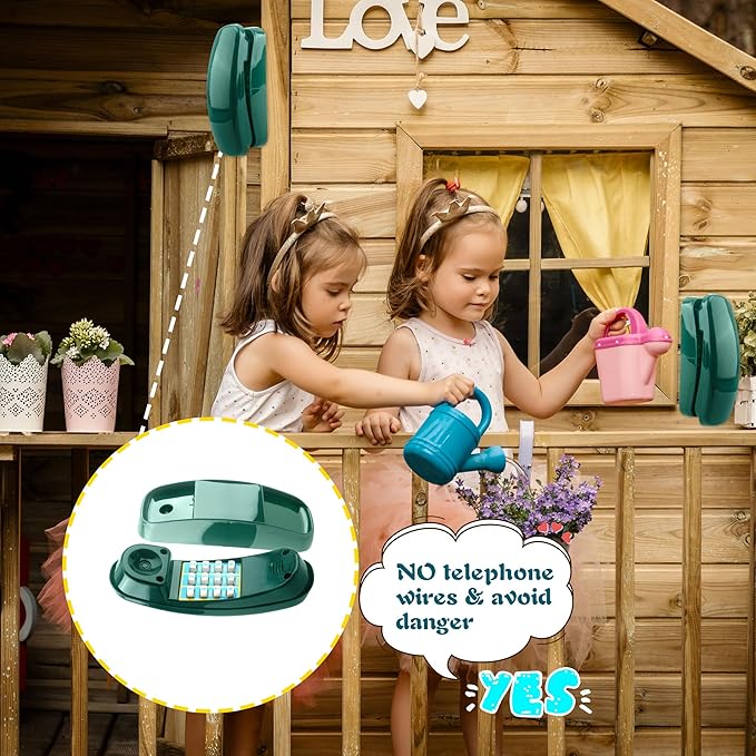 2 Pack Swingset Phone Toys Playground Swing Set Telephone Plastic Pretend Play Telephone with Numeric Key for Kids Outdoor Playground Treehouse Accessories (Green)