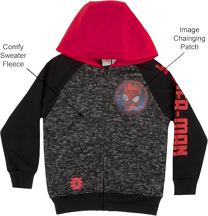 Marvel Spiderman Boys 3 Piece Fleece Pants Set, Spider-Man Zip-Up Hoodie, T-Shirt, and Pants 3-Pack Bundle Set