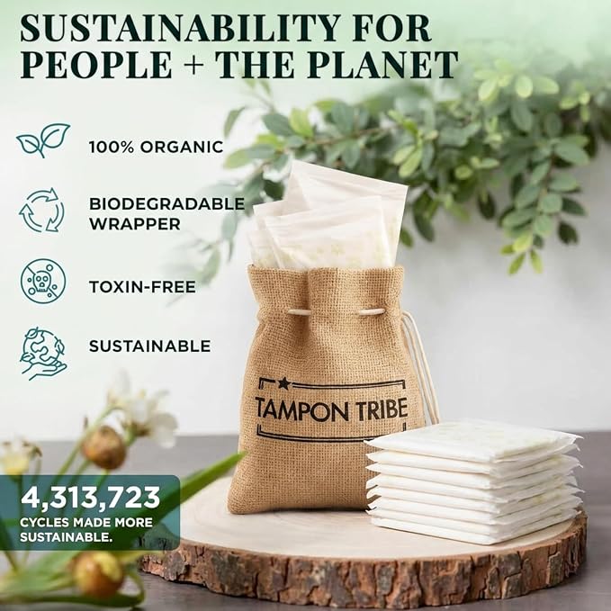Tampon Tribe Organic Cotton Pads for Women | 36 Night Time Absorbent Period Pads with Wings | 100% Organic Cotton, Hypoallergenic, Metal and Chemical-Free with Anti-Leak Edges | 36 Count - Nighttime