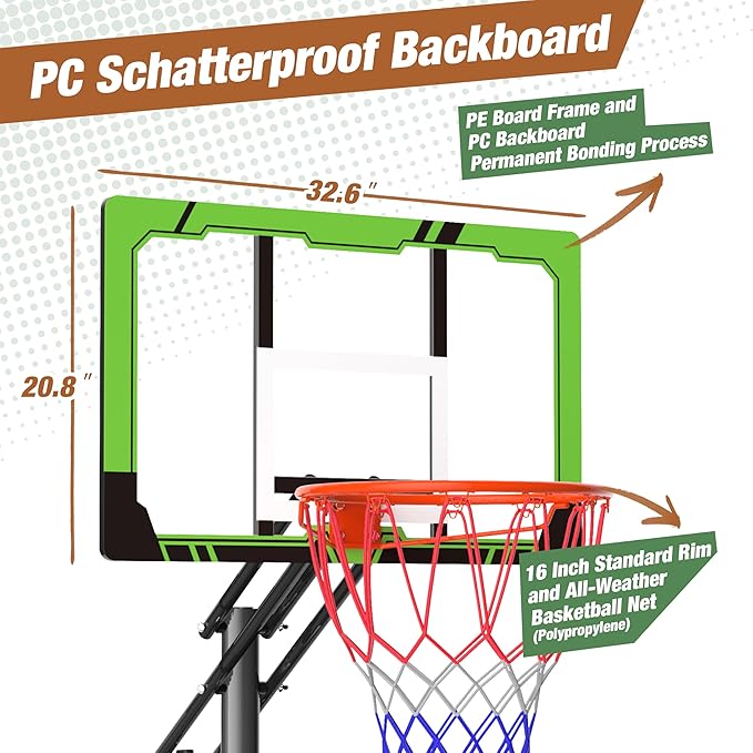 Basketball Hoop Outdoor with 33 Inch Shatterproof Backboard, Portable Basketball Goal System
