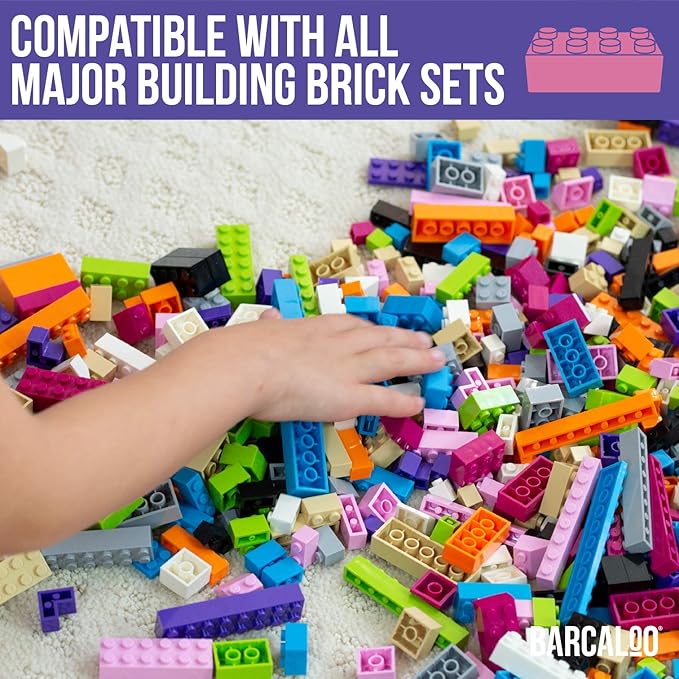 Barcaloo 1000 Piece Building Bricks Play Set, 10 Pastel Colors Bulk Building Blocks Play Set, Generic Brick Parts, for Boys and Girls