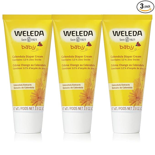 Weleda Baby Calendula Diaper Cream, 2.8 Fluid Ounce (Pack of 3), Plant Rich Protection with Calendula, Chamomile, Sweet Almond Oil, Lanolin and Zinc Oxide