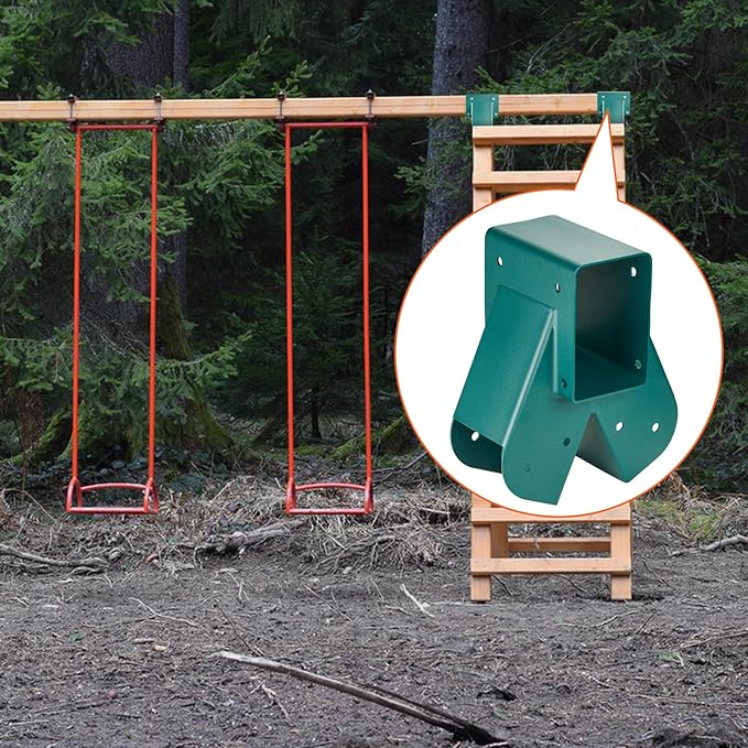 VEVOR A-Frame Middle Swing Set Brackets, Heavy Duty Carbon Steel Swing Set Hardware with Mounting Hardware, DIY Swing Set Bracket Swing Set Kit for 4x4 Legs & 4x6 Beam, Green