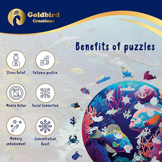 Wooden Puzzles for Adults - Eco-Friendly Wood Puzzles 200 Pieces - Premium Gift Box - Whale Jigsaw Puzzles for Family Activity - Whimsical Shape Puzzle Pieces