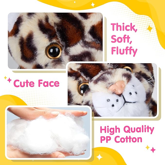 BSTAOFY 10’’ Light up Cheetah Stuffed Animal, Plush LED Leopard Plush Night Light, Companion Bedtime Jungle Toys Glow Afraid of Dark, Valentines Birthday for Toddler Kids Boys