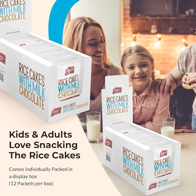 Lieber's Milk Chocolate Rice Cakes, Kosher Dairy, Gluten Free, 24 Count | Whole Grain Brown Rice, 60 Calories or Less per Cake, Crispy Low Calorie Snack Pack or Gift Pack, Wheat Free