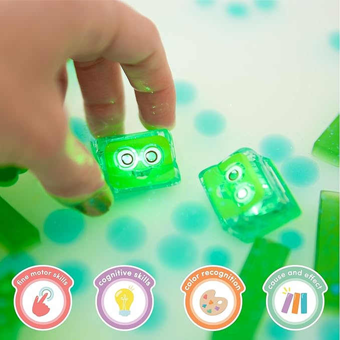 New Glo Pals Pippa Water-Activated Bath Toy with 6 Reusable Light-Up Cubes for Sensory Play - Valentine Day Gift