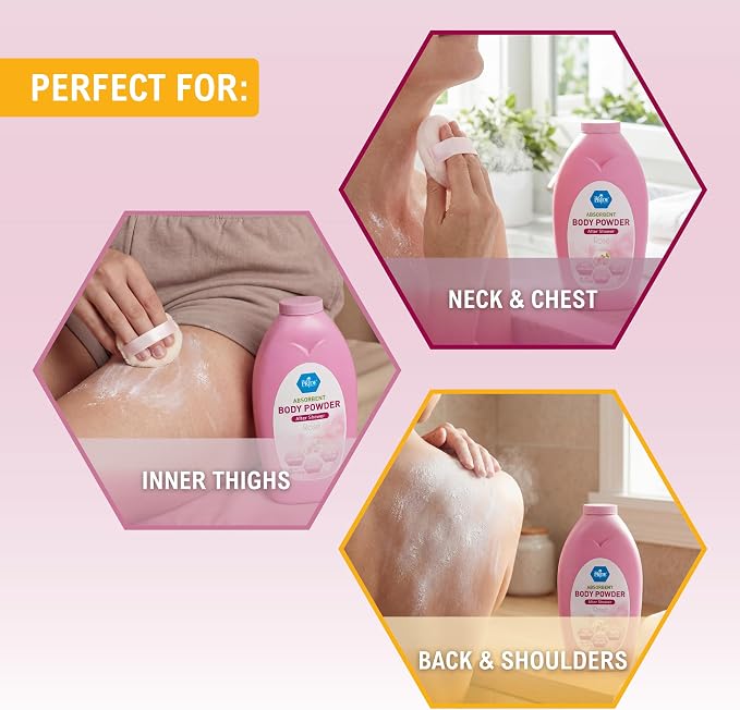 MED PRIDE Talc-Free Cornstarch Body Powder, Rose Scent, 13 oz Bottle