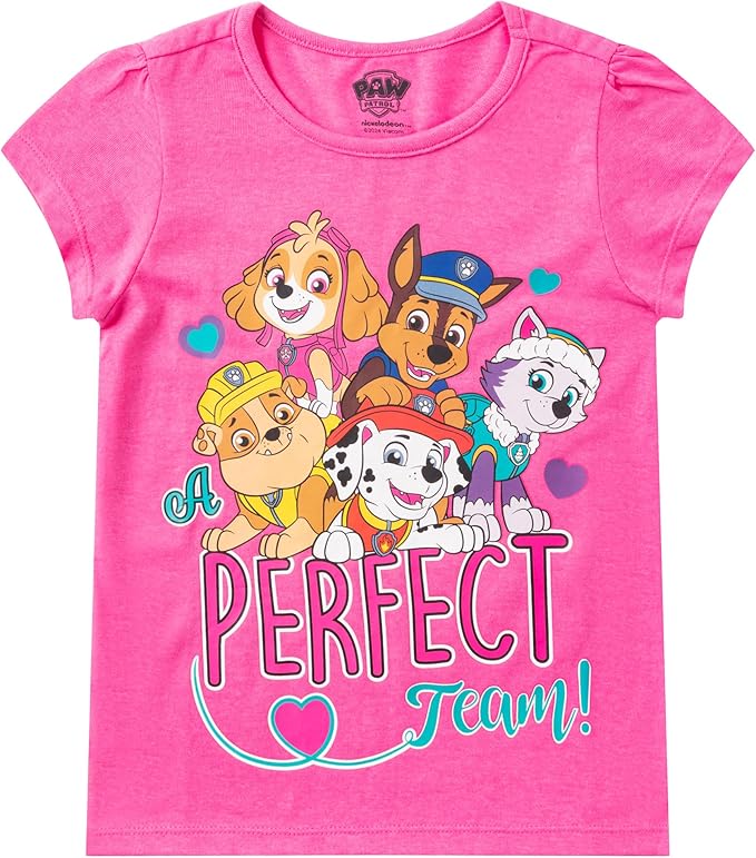 Paw Patrol Nickelodeon Girls Short Sleeve T-Shirt for Toddler and Little Kids