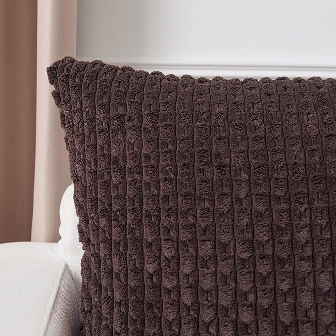 Kevin Textile Soft Corduroy 20"x54" Body Pillow Cover 1 Pack, Coffee | Boho Stripe Plush Corduroy Decorative Oblong Cushion Cover Modern Farmhouse Home Decor for Sofa Couch Bed Chair