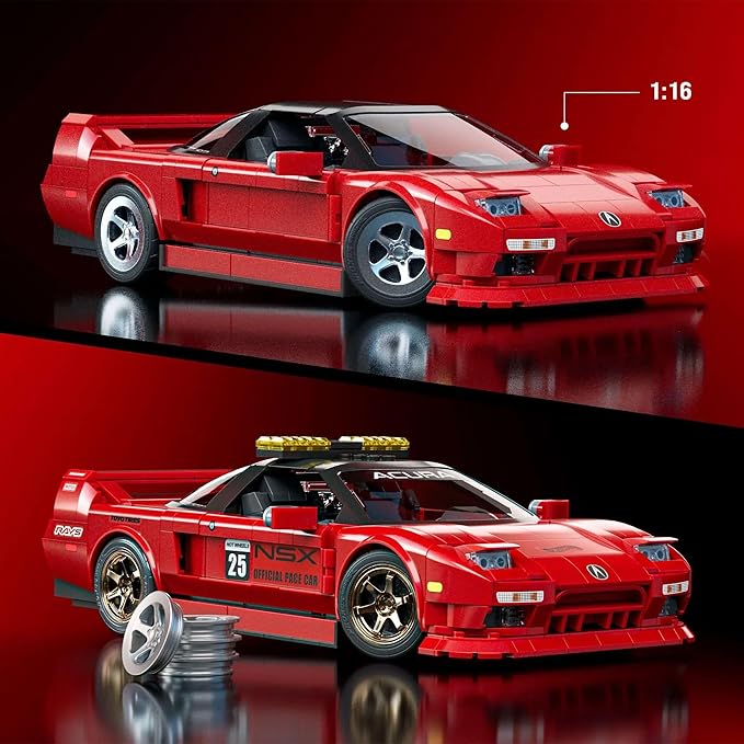 Hot Wheels 1/16 Honda Acura NSX 1990 Building Kit, 876 Pieces, Includes 1/64 Mini Car, Hot Wheels Mattel