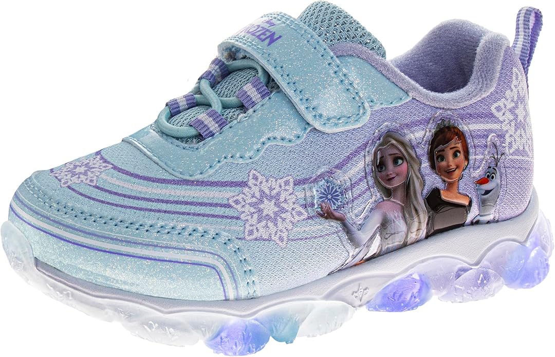 Girls Character Shoes Light Up Shoes LED Athletic Shoes for Girls Disney Princess Moana Little Mermaid Stitch Minnie Frozen Paw Patrol (Sizes: 5-10 Toddlers / 11-12 Little Kid)