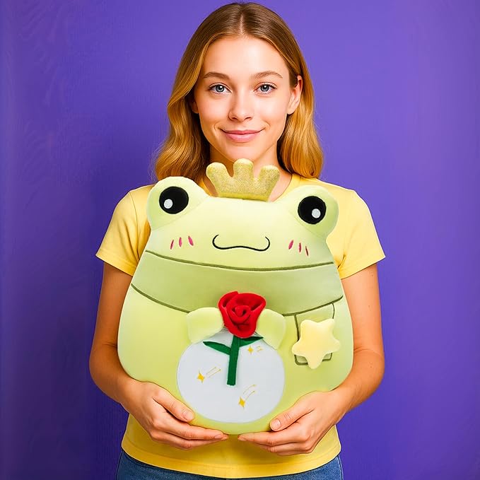 Original 13-inch Large Frog Plush Pillow Stuffed Animal Toy,Big Size Fat Kawaii Cute Soft Toys Hugging Pillows Cuddle Huggable Plushie,Gift for Girls
