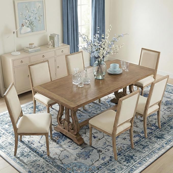 RELEANY Area Rugs Large 10'x12' Washable Non-Slip, Floral Vintage Distress Medallion Carpet for Living Room Bedroom Dining Room, Light Blue Navy Gray White