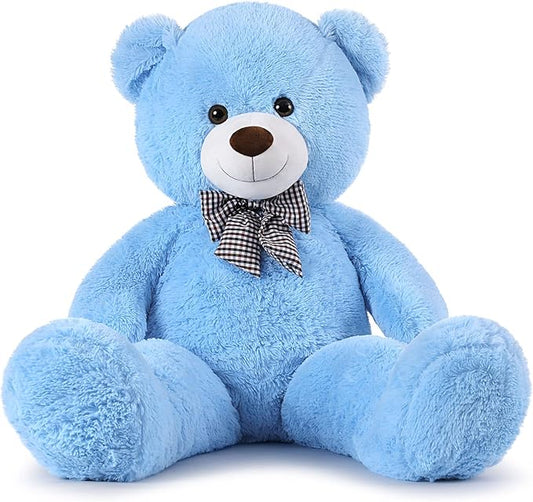 MorisMos Bow Tie Giant Teddy Bear 4 Feet, 47inch Stuffed Animal Big Teddy Bear Plush, Classic Girlfriend Boyfriend Gift, Blue