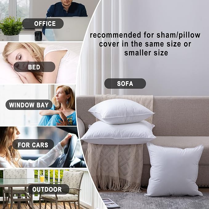 HITO 12x20 Pillow Inserts (Set of 2)- 100% Cotton Covering Down Alternative Throw Pillows White for Couch Bed Sofa