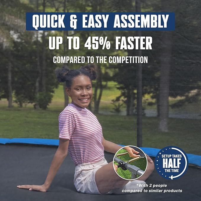 Bestway Xtreme Air 10FT 12FT 15FT Outdoor Trampoline for Kids and Adults, No-Gap Security Enclosure Net, Foam-Padded Poles, Fast & Easy Assembly, ASTM Approved, 2-Year Warranty
