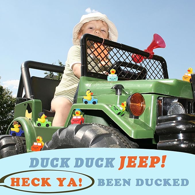 XY-WQ 32 Pack Rubber Duck for Jeeps Ducking - 3" Bulk Floater Duck for Kids - The Shape of a Vehicle - Baby Bath Toy Assortment - Party Favors, Birthdays, Bath Time, and More (8 Varieties)
