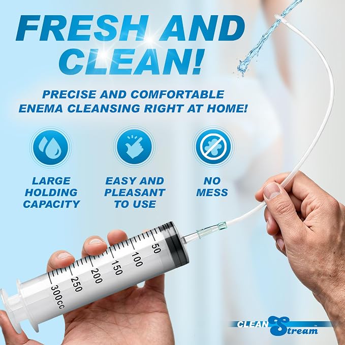 Cleanstream 300 Ml Enema Syringe With Tube For Anal Cleansing. Tapered Tip For Easy Insertion - 300 Ml, Clear