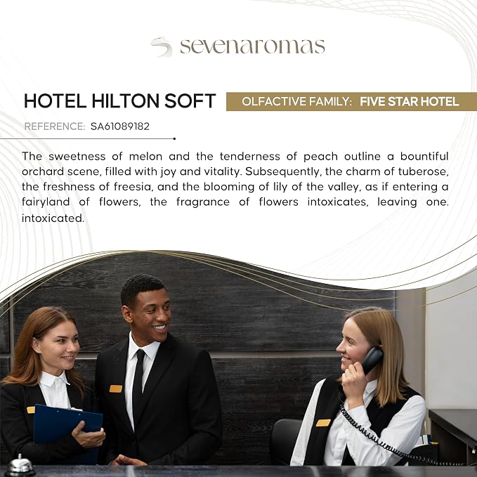 SevenAromas Hotel Hilton Soft | 145ml 5oz Hotel Scent Diffuser Oil | Floral Fruity | Peach, Tuberose & Sandalwood | Luxury Aromatherapy