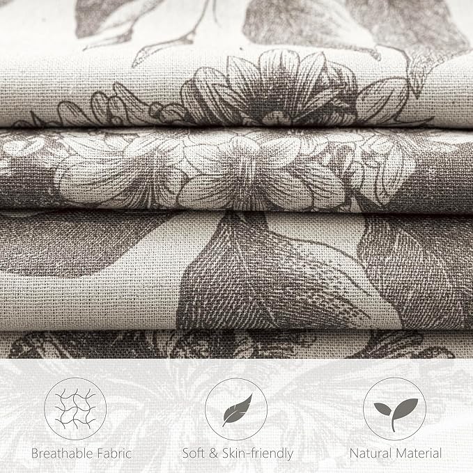 Foindtower Set of 2 Linen Floral Vintage Throw Pillow Covers Neutral Accent Decorative Cushion Covers Farmhouse Boho Home Decor for Sofa Chair Couch Bedroom Living Room,18×18 Inch,Light Gray