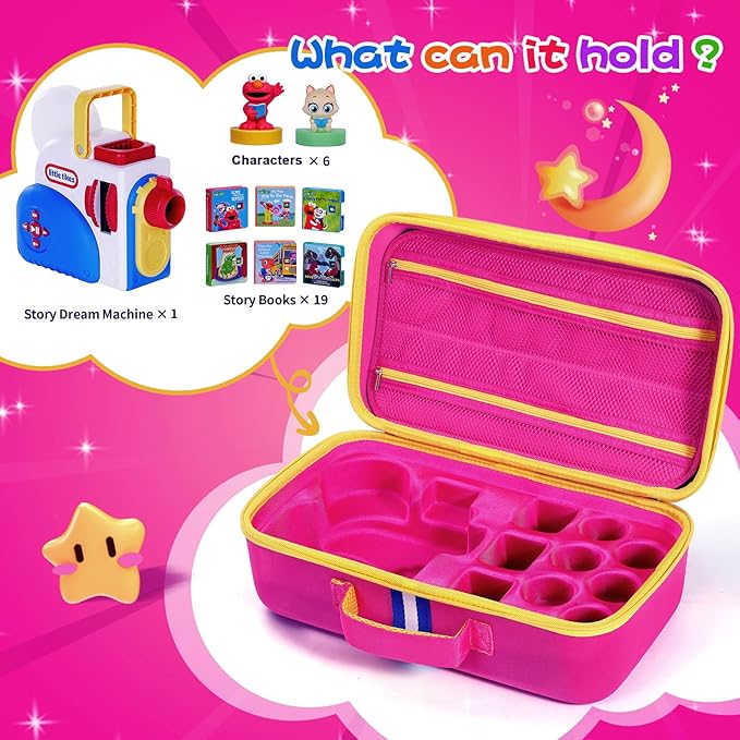 Hard Shell Case for Little Tikes Story Dream Machine Books Starter Set, Many Story Collection, Storytime/Little Golden Book Toys Storage Travel Bag (Rose Pink, Large)