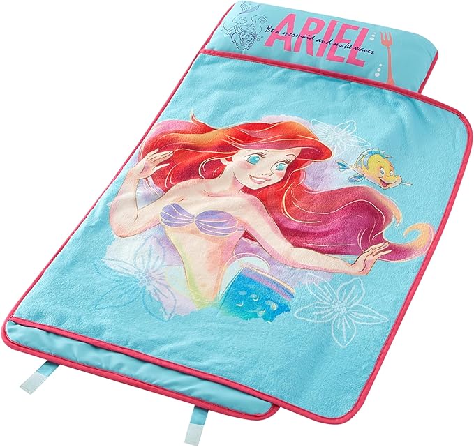 Super Soft Plush Toddler Quilted Nap Mat with Built in Blanket and Pillow
