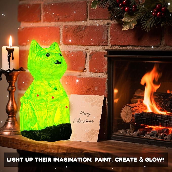 lucdnc Paint Your Own Cat Lamp Kit DIY Night Light Arts & Crafts Supplies Painting Kits for Kids Birthday Easter Christmas Gifts Stocking Stuffer Toys for Teens Girls Boys Ages 3-12+