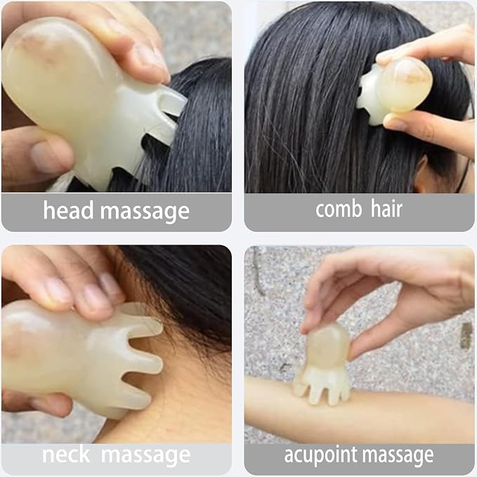 2 Pcs Octopus Head Massage Comb Scalp Massaging Tools for Relaxation. This Octopus Massage Tool is a Versatile Massage Device, Made of Resin, Perfect for Scalp Care and Gifts.