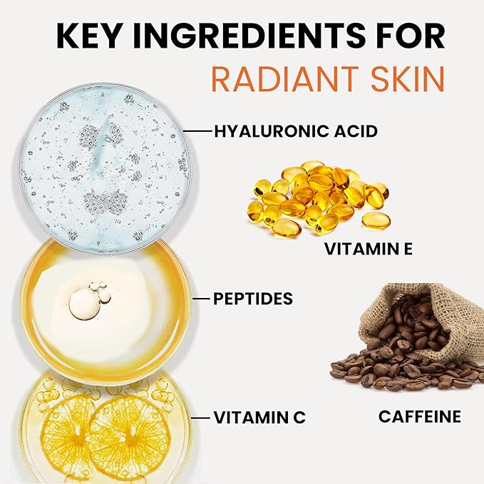 Super Vitamin C Face Serum for Mature Skin: Hydrating Brightening Formula - Vitamin C, Hyaluronic Acid, Vitamin E, Caffeine - Face Lift Serum for Wrinkles, Dark Spots - 1.7 fl. oz.