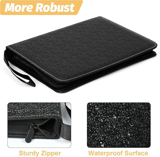 GERMUN 9 Pocket Card Binder, Premium Zip Trading Card Binder, 720 Double Sided Pocket PU Card Collection Binder, Collector Card Album, Card Folder for MTG, TCG, Sports Cards, Game Cards (Black2)