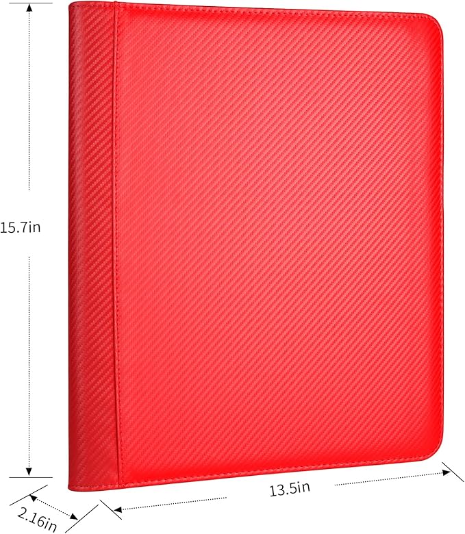 GERMUN Toploader Binder, Holds 288 Toploaders, 9 Pocket Top Loader Binders with Sleeves for 3 x 4'' Toploaders, Double-Sided Pocket Top Loader Storage Binder, Trading Card Binder - Carbon Red