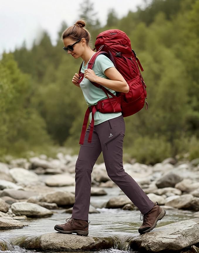 Pioneer Camp Women's Hiking Cargo Pants Water Resistant Ripstop with 4 Zip Pockets Quick Dry Climbing Softshell Trail Travel